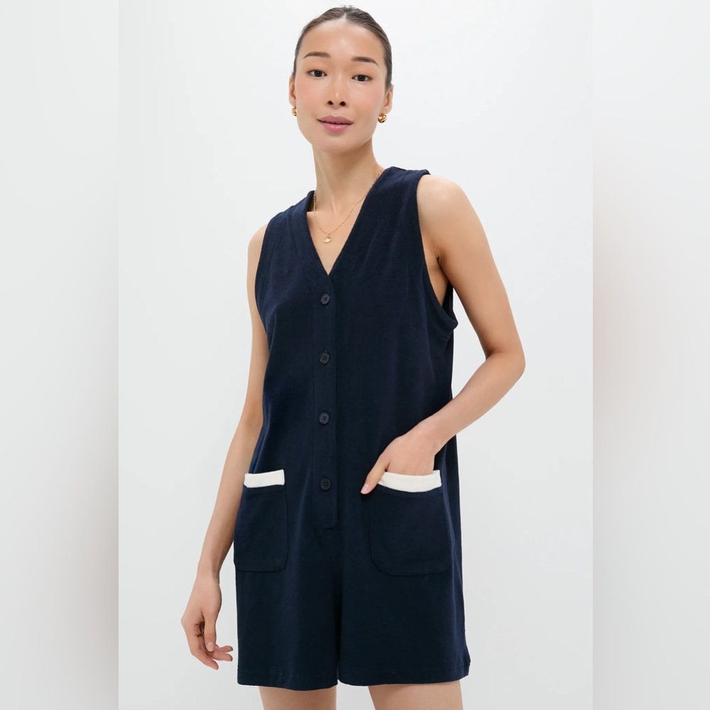 Tuckernuck Navy Terrycloth Myla Romper Coverup